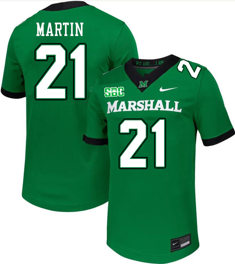 Marshall Thundering Herd #21 Tyas Martin College Football Jerseys Stitched-Green Marshall Thundering Herd #21 Tyas Martin College Football Jerseys Stitched-Green